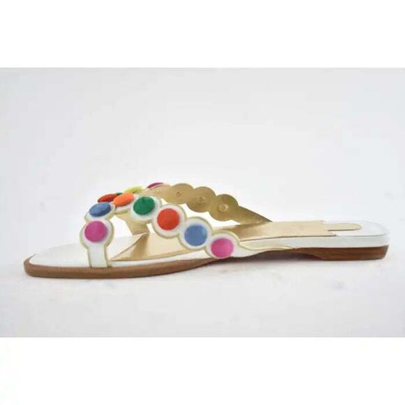 Christian Louboutin Smarta Flat White Multicolor Slide Slip Flip Flop Sandal 40 - Picture 9 of 10